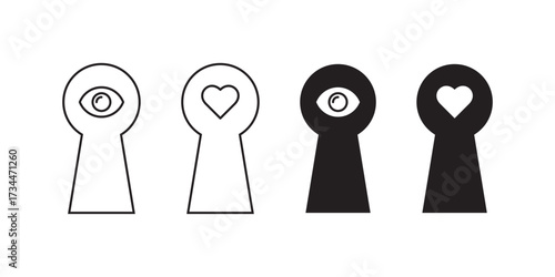 Keyhole icons with heart and eye