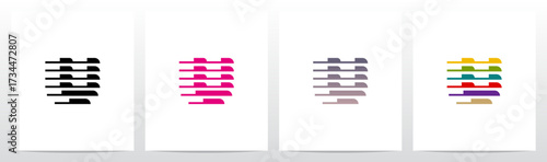 Horizontal Lines Window Blinds Letter Initial Logo Design U