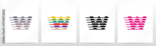 Horizontal Lines Window Blinds Letter Initial Logo Design W