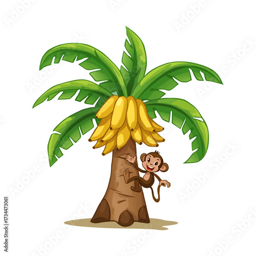 Banana tree with monkey
