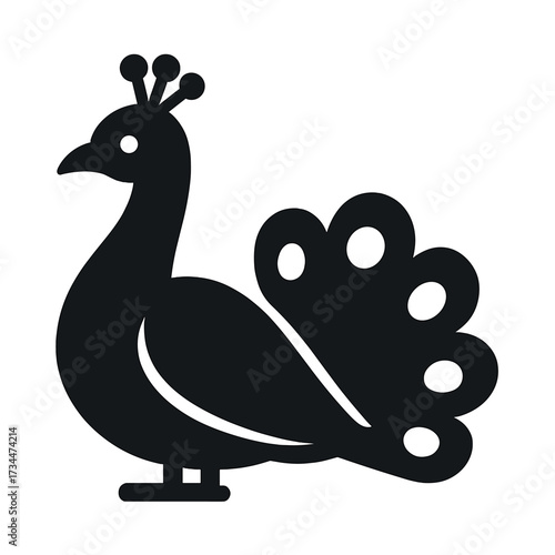 Elegant peacock silhouette with iconic feather details