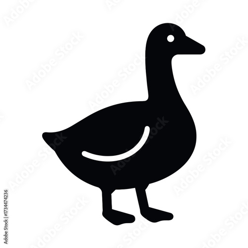 Silhouette of a standing goose on white background