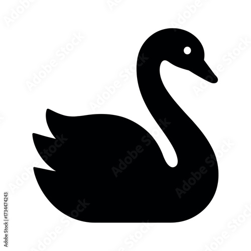 Elegant silhouette of a black swan with graceful curve