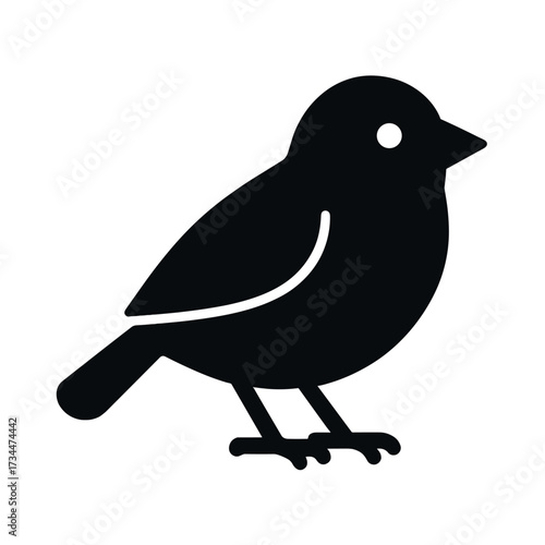 Silhouette of a sparrow on a branch: minimalist bird icon
