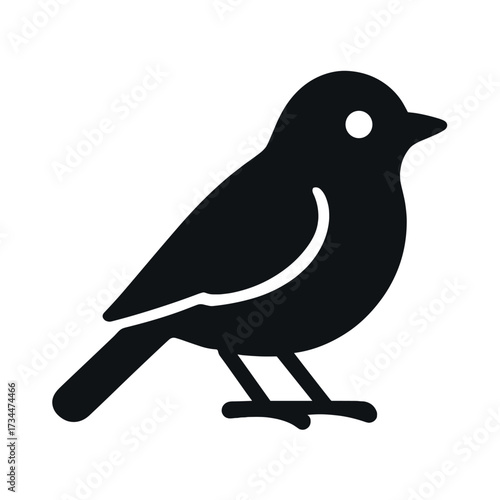 Silhouette of a simplistic bird icon on a white background