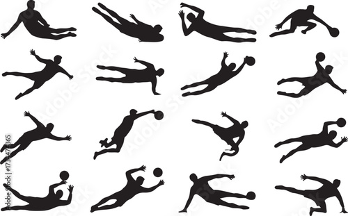 Goalkeeper save silhouette vector on white background