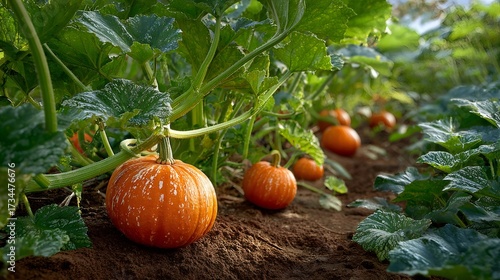 Wallpaper Mural Growing pumpkins in an autumn farm field Torontodigital.ca