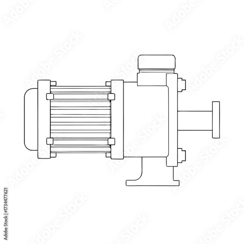 Engineering Blueprint Style Motor Pump Sketch