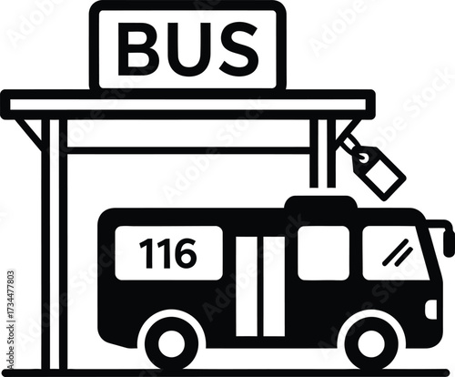 Bus at shelter with route number 116