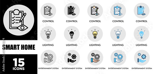 SMART HOME icon set with various styles and colors  of corporate sustainability performance for investment screening