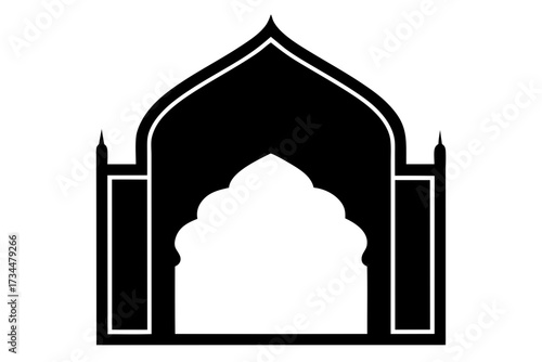 Mughal Archway Silhouette with Intricate Details - Classic Indian Architecture Icon