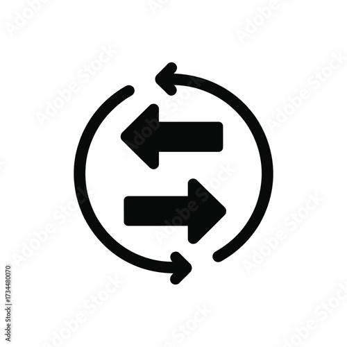 Circular arrows indicating two way exchange or transfer