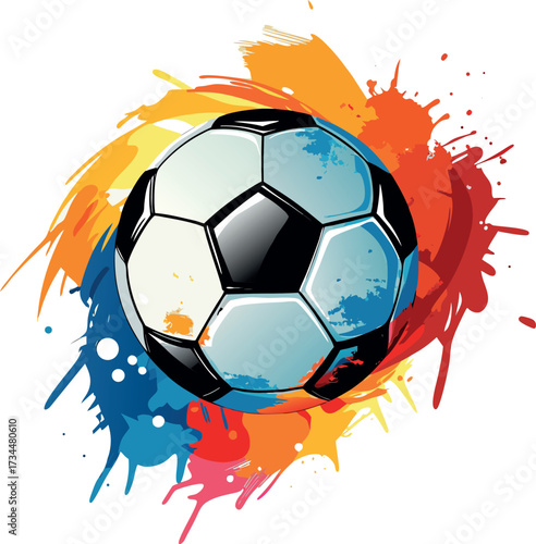 A blazing soccer ball with flames symbolizes the intensity of the game and competition