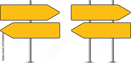 Yellow blank directional road sign set