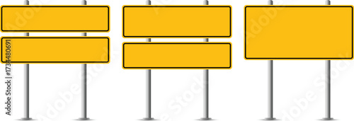 Yellow road traffic sign set vector element