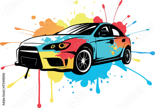 Classic red convertible retro car vector illustration speeding on a road, a vintage luxury automobile design