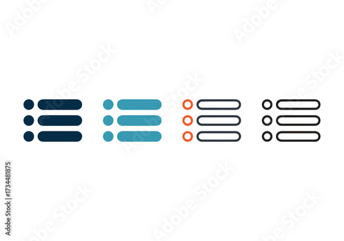 List menu Items vector icon symbol, blue and gray colors on a white background.
