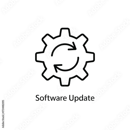 Gear with circular arrows symbolizing software update