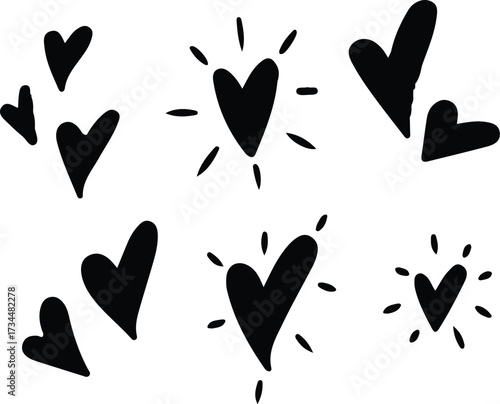 hand drown heart set icon vector