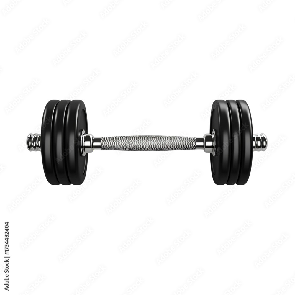 Fototapeta premium Black rubber metal Dumbbell with shadow. 3d rendering illustration isolated on transparent background.png
