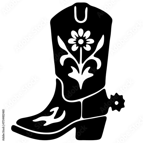ilustracion tinta china de una bota cowboy