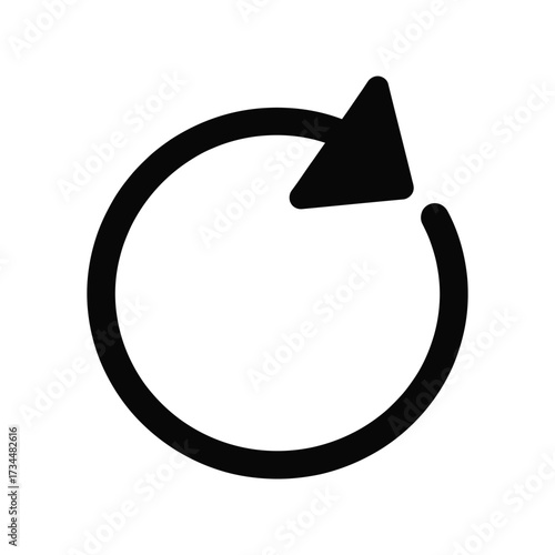 Simple black circular arrow icon indicating refresh or repeat