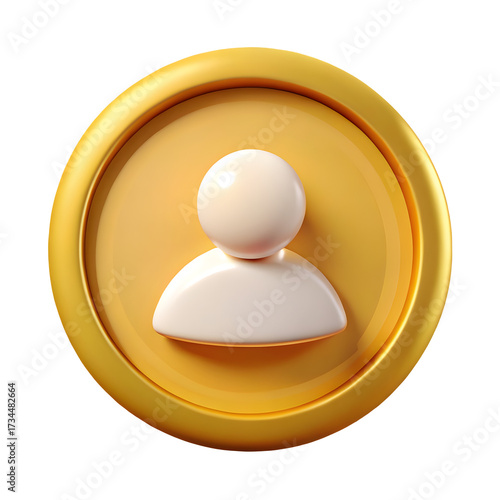 Golden coin with generic user profile icon