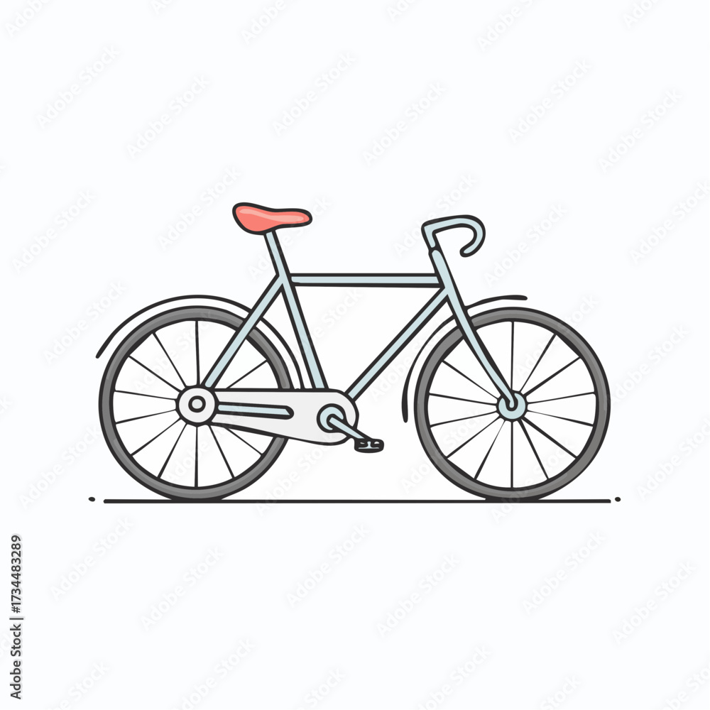 Fototapeta premium Vintage road bike vector illustration in a minimalist line art style, a symbolic design flag for eco-friendly transport and healthy lifestyle concepts