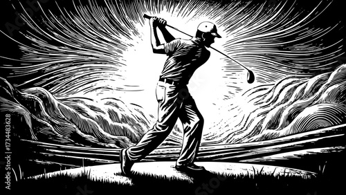 Masterful Bunker Shot Captured in Vibrant Illustration