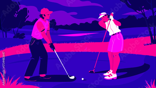Classic Portrait of a Golfer's Poised Stance Before a Shot