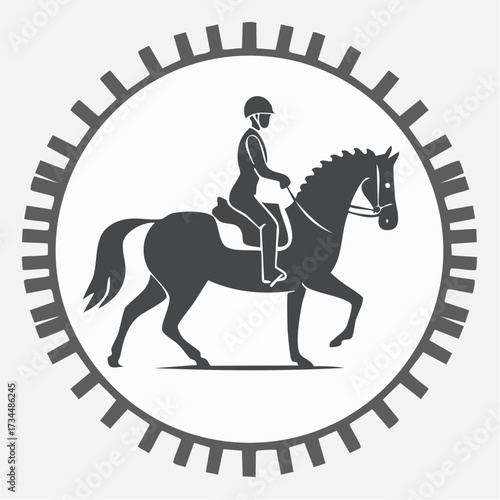 Equestrian Sport Vector Flag Elegant Silhouette of Horse and Rider for Competitions and Events