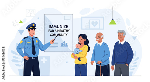 Promoting community health: Police officer encourages immunization for a healthy society
