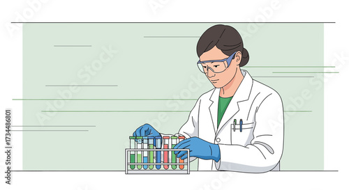 Scientist diligently working in a laboratory, focused on conducting an experiment with test tubes