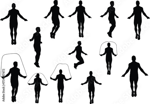 jumprope, fitness, exercise, workout, training, cardio, sport, athlete, silhouette, motion, endurance, strength, agility, balance, health, activity, rope, jumping, performance, energy