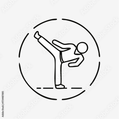 Dynamic Vector of Martial Arts Kick Action, Flag, Vector
