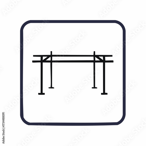 Minimalist parallel bars line icon for fitness and gymnastics, a simple isolated vector graphic perfect for a sports team flag or emblem design