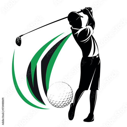Woman golfer vector illustration silhouette cartoon sport sign