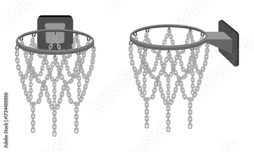 basketball hoop with chain, flat style  vector illustration isolated on white background.