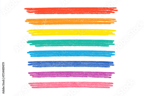 Set of colorful crayon brush strokes. Hand-drawn chalk pastel underline elements. Kid's doodle texture for emphasis. Rough color marker highlight accent for design vector.