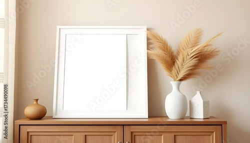 Stylish home decor setup featuring dried pampas grass modern living room still life warm ambiance