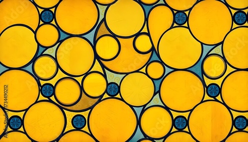 Abstract yellow circles art modern art gallery digital artwork vibrant environment close-up view