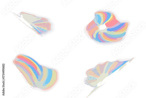 Set of rainbow reflection light prism effects. Holographic glass dispersion and crystal flare leak shadow overlay. Abstract chaotic rainbow refraction vector illustration.
