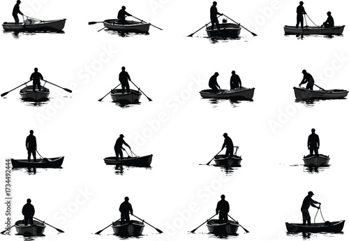 Rowing, Boat, Oars, Silhouette, Paddle, Water, River, Lake, Sea, Ocean, Sport, Canoe, Kayak, Fisherman, Row, Motion, Travel, Nautical, Vessel, Adventure