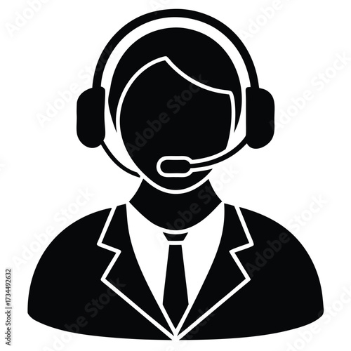 customer support vector icon on white background