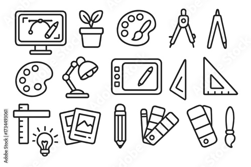 Virtual reality doodle concept vector illustration, cartoon style technology icons set with transparent background, futuristic VR headset, digital innovation, immersive tech design elements