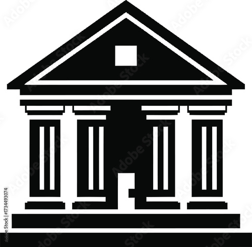 Classic building icon with columns and pediment