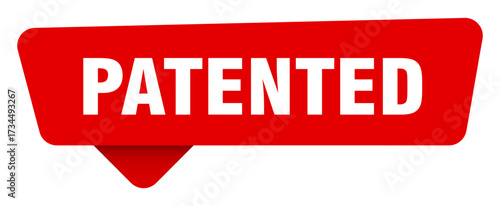 patented red sticker isolated on transpatent background. patented sign