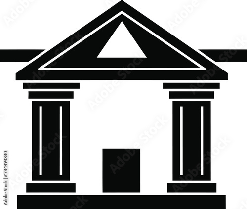 Classic greek temple architecture icon with pediment and columns