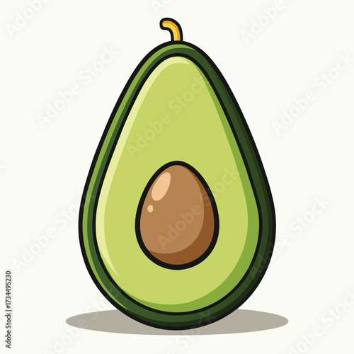 cut avocado on a white background stock illustration