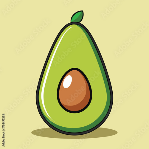 cut avocado on a white background stock illustration